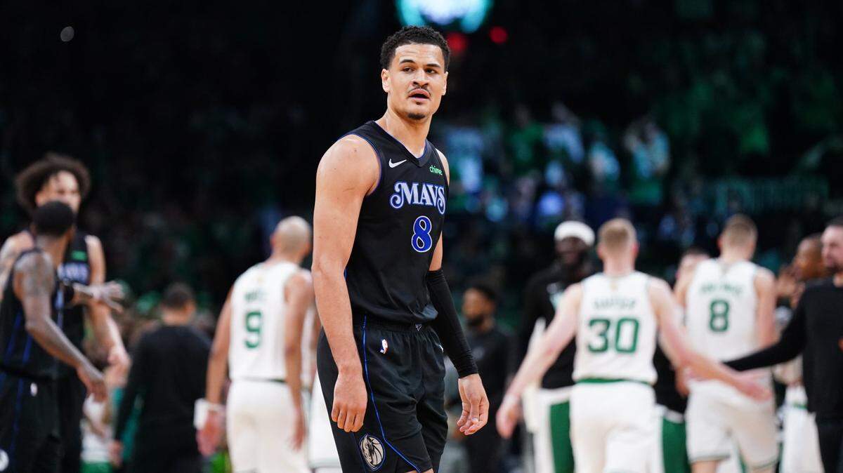 Josh Green (8) reacts in the first quarter against the Boston Celtics during game one of the 2024 NBA Finals at TD Garden.
