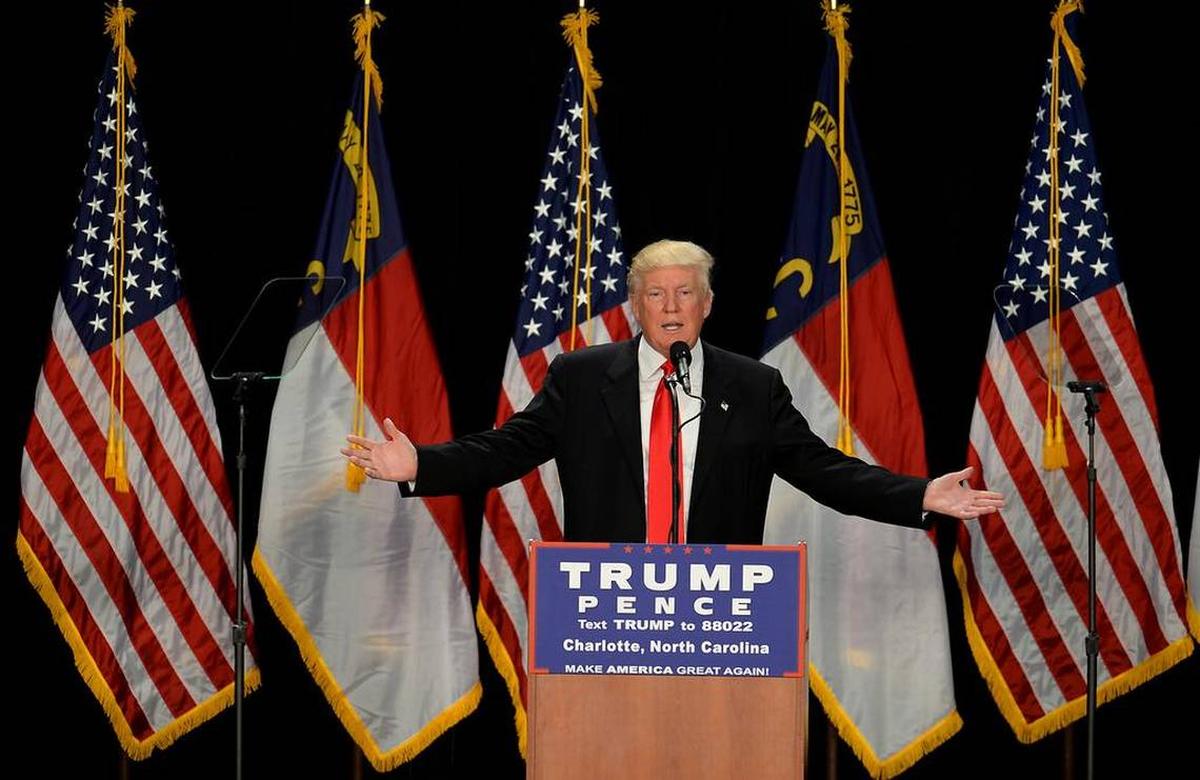 Donald Trump speaks at an August 2016 campaign rally at the Charlotte Convention Center. Amid the coronavirus outbreak, Trump is threatening to move the 2020 Republican National Convention out of Charlotte unless “full attendance” is allowed.