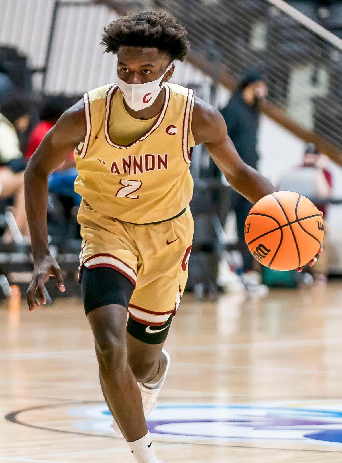 Cannon’s Deuce Rolle (2) brings the ball into the backcourt at the Phenom Holiday Classic Wednesday December 23, 2020.