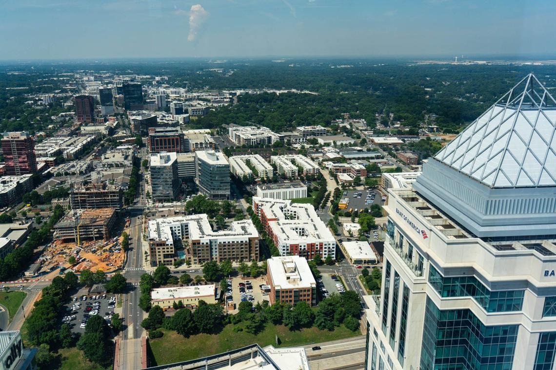 The view from the newly renovated 48th floor of the Wells Fargo building at 550 South Tryon St.
