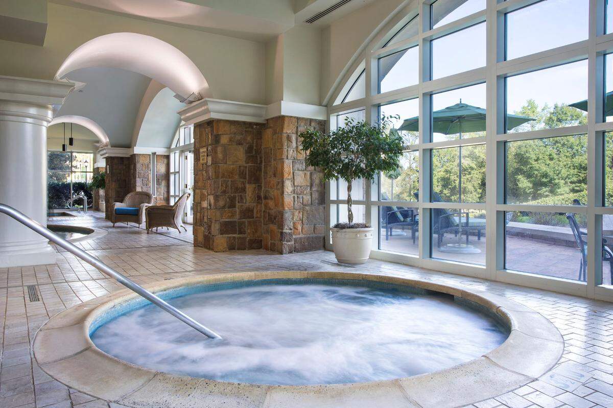 The Spa at Ballantyne’s whirlpool and indoor pool are available for spa guests, and the outdoor pool can be used every day other than Saturday, when it’s reserved for hotel guests.