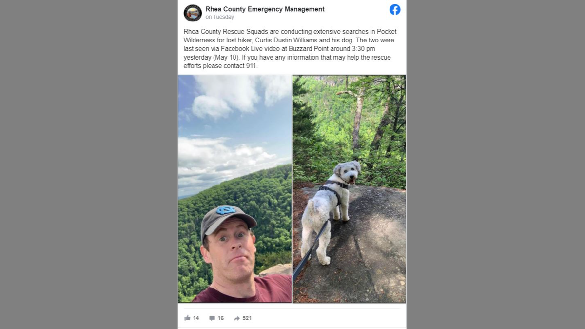 Crews are searching the Tennessee wilderness for a missing North Carolina hiker and his dog.