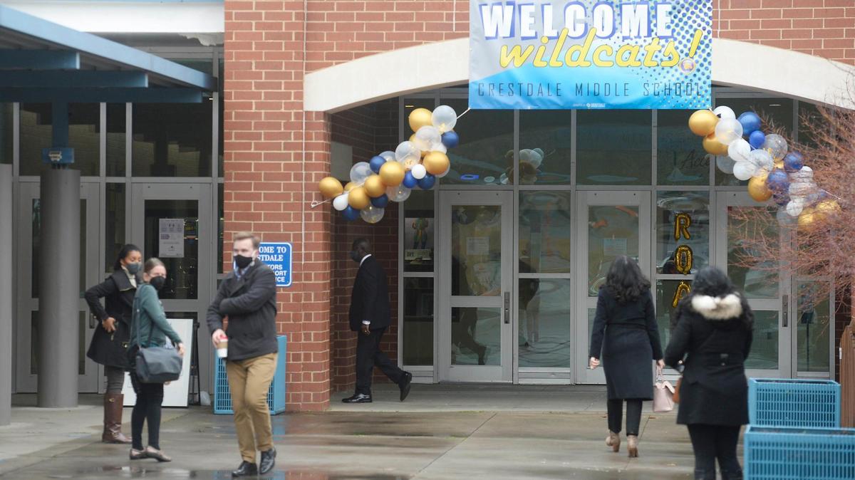 Charlotte-Mecklenburg Schools may add the Monday after Halloween as a day off for students for the 2021-22 school year. Photo from Feb. 22, at Crestdale Middle School in Matthews.
