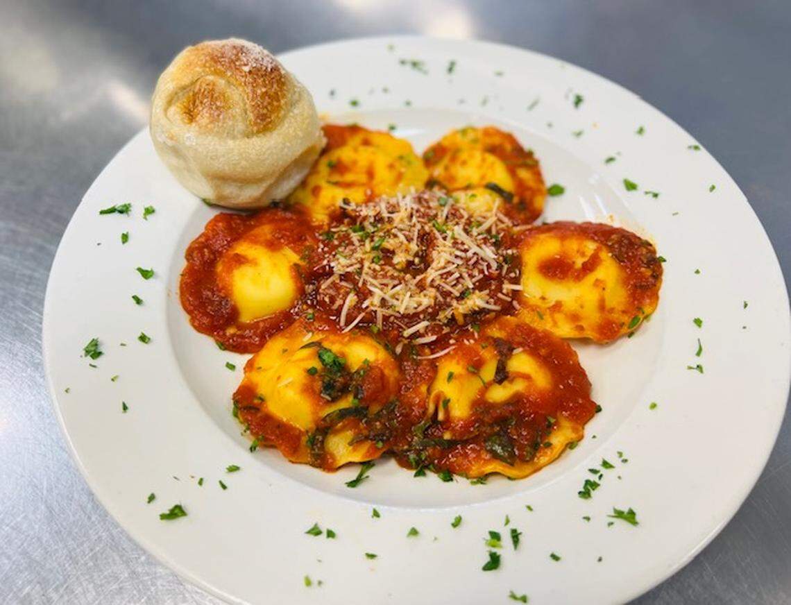 Hawthorne’s cheese ravioli, served with marinara sauce.