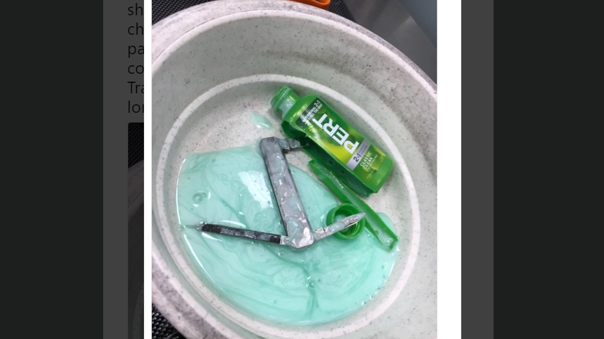A knife was found stashed in a shampoo bottle at Charlotte Douglas International Airport last week.