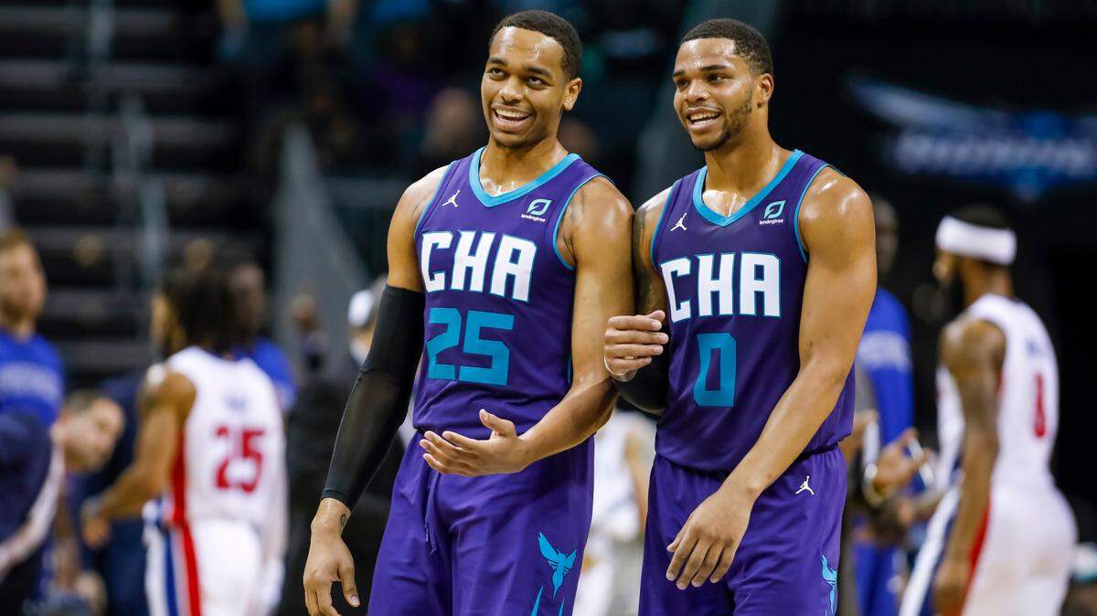 Hornets P.J. Washington (left) and Miles Bridges (right) are in COVID protocol in Las Vegas, being sidelined from Team USA training camp.