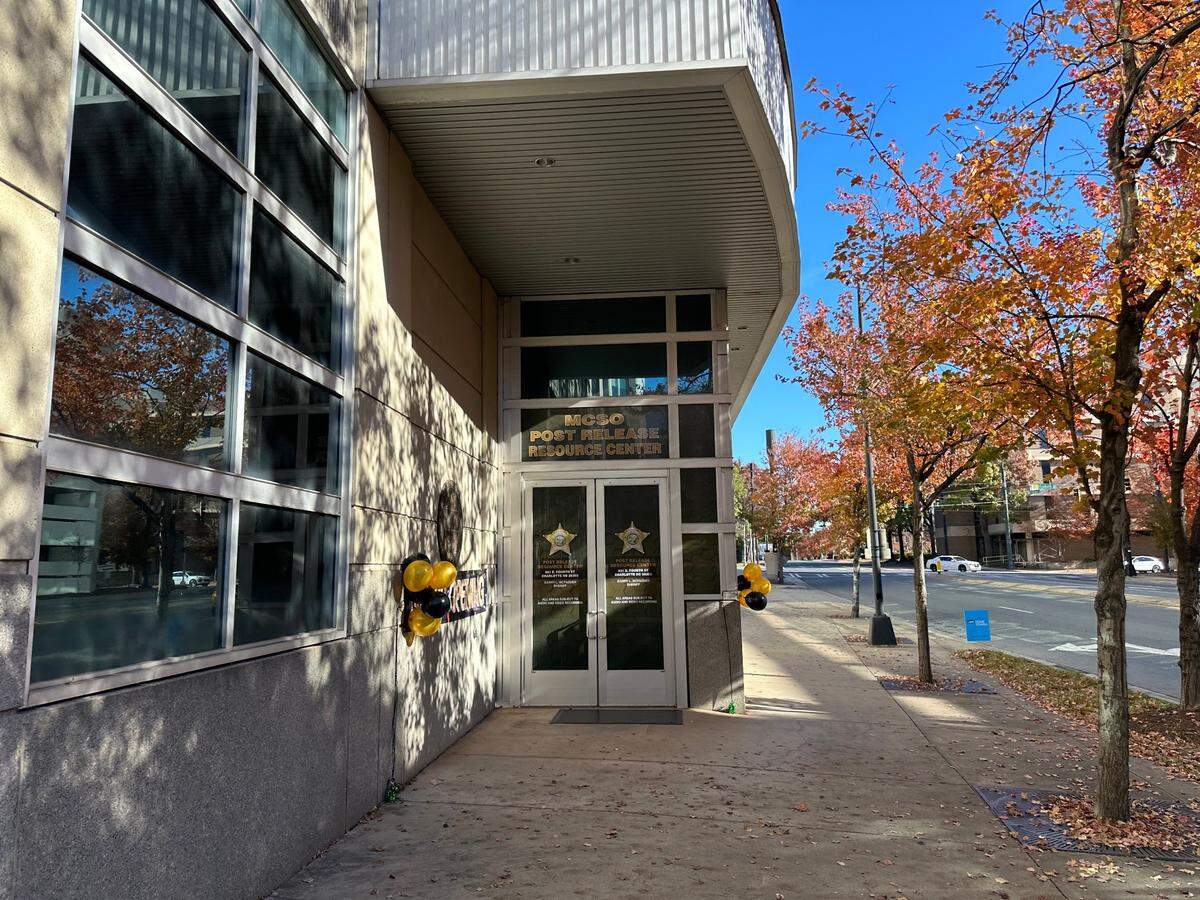 The entrance at the new Mecklenburg County Sheriff’s Office Post Release Resource Center located off of McDowell Street in uptown.