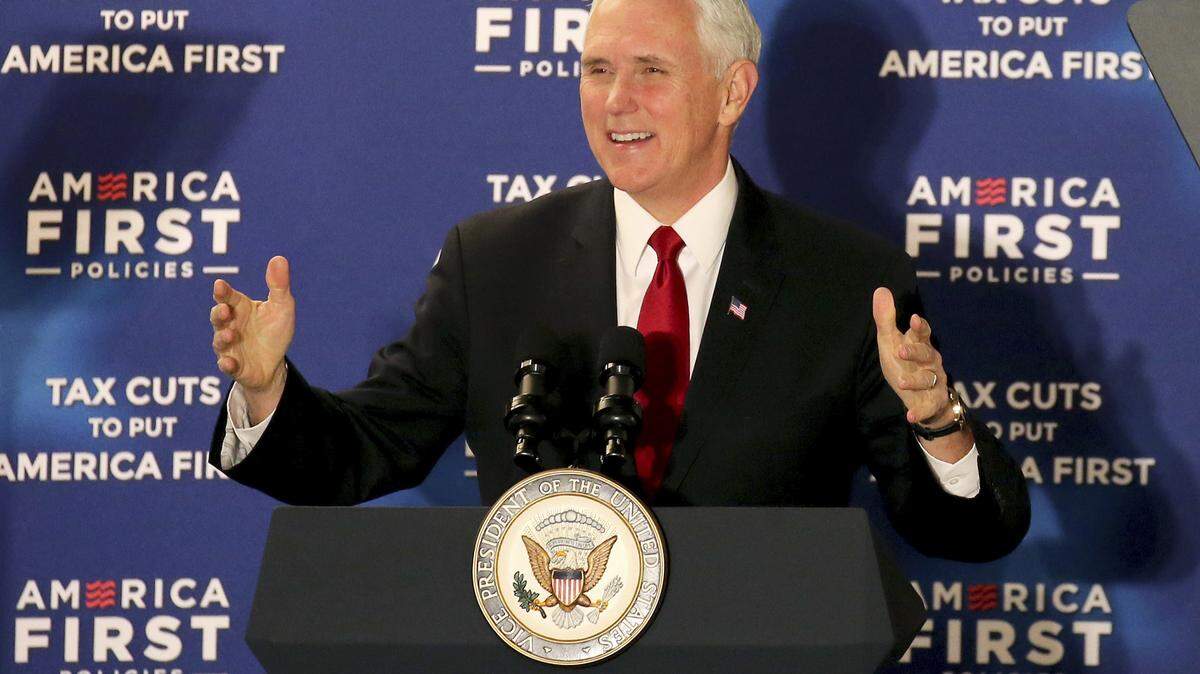 Vice President Mike Pence promotes tax cuts recently in New Hampshire.