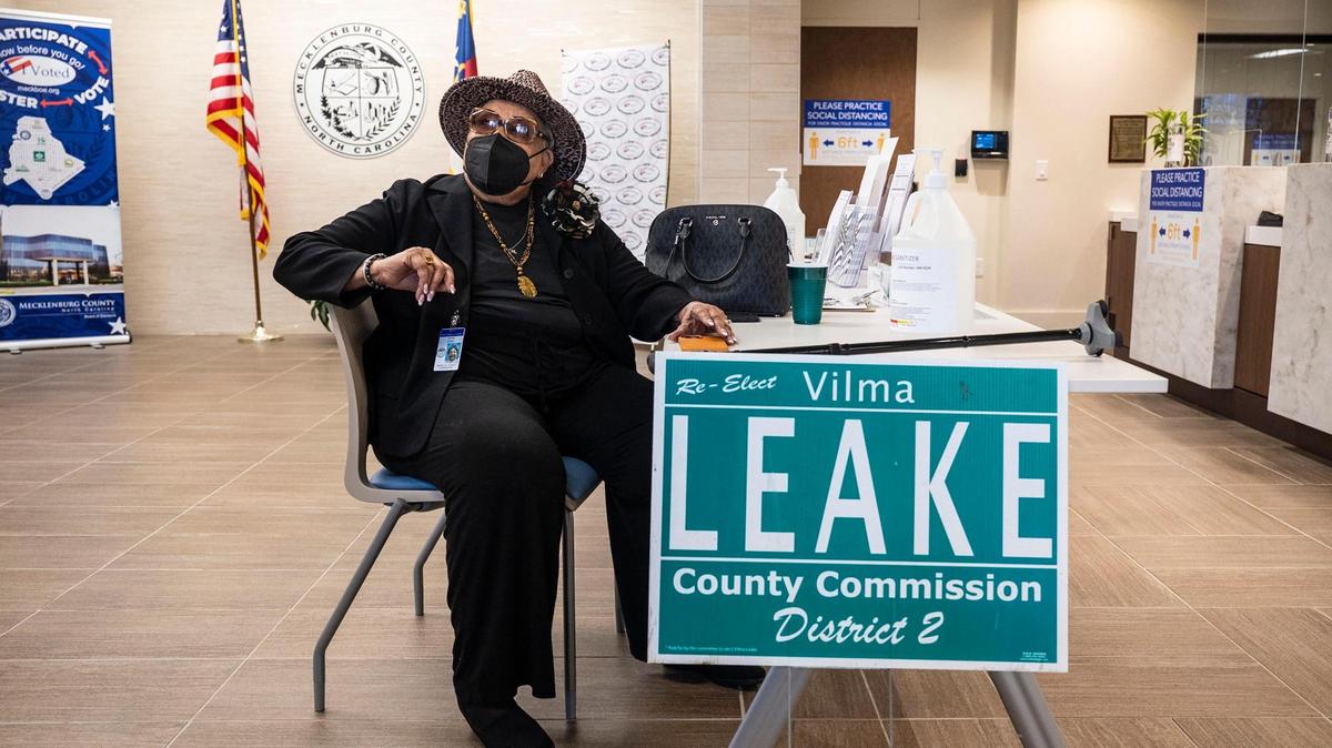 Vilma Leake in February 2022, filing to run for re-election for county commissioner for District 2. The Black Political Caucus of Charlotte-Mecklenburg has endorsed Leake.