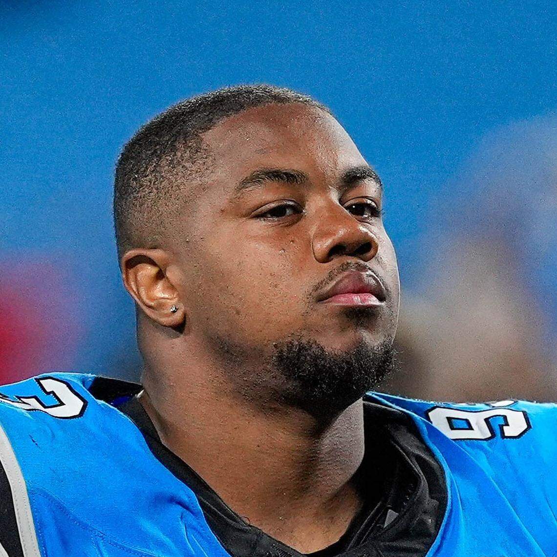 Oct 13, 2024; Charlotte, North Carolina, USA; Carolina Panthers defensive end LaBryan Ray (93) during the second half at Bank of America Stadium. Mandatory Credit: Jim Dedmon-Imagn Images