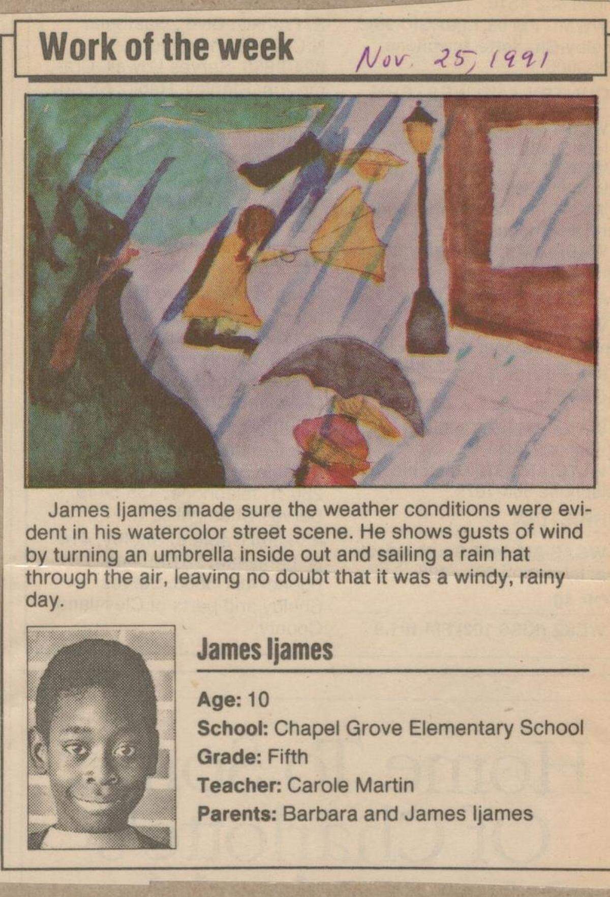 James Ijames’ elementary-school art project.