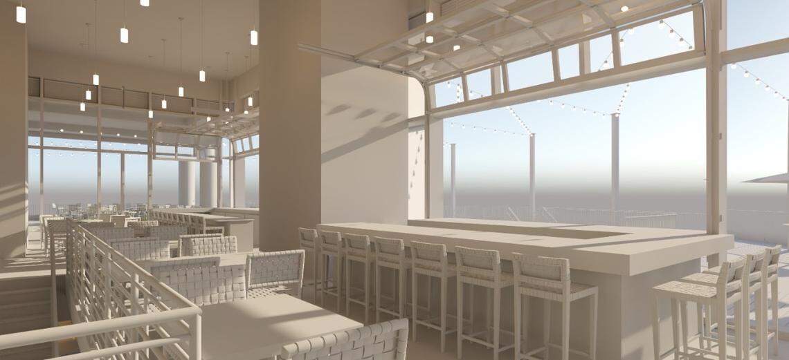 A rendering of what the upstairs layout will look like at Sycamore Brewery.