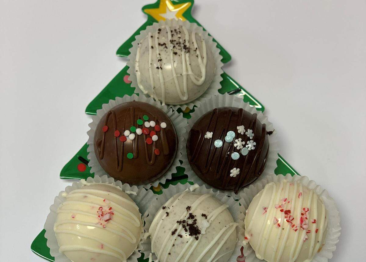 The Cupcake Queen is offering a wide selection of mix-and-match holiday hot chocolate bomb flavors.