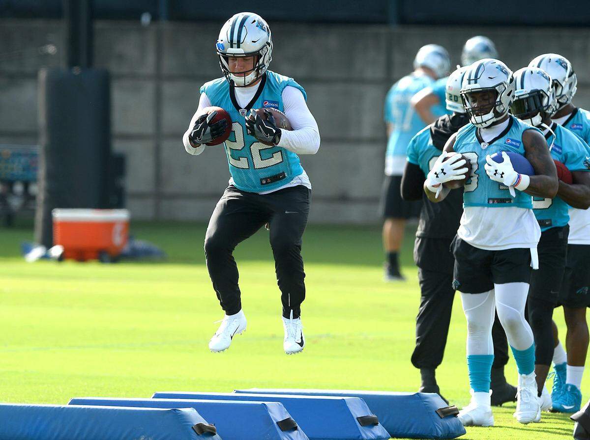 Carolina Panthers running back Christian McCaffrey (22) could see his numbers jump under new offensive coordinator Norv Turner.