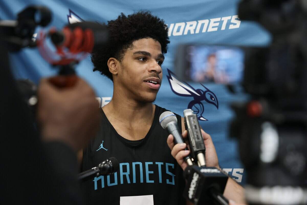 Christian Anderson talks to the media after practice Monday, July 6, 2026.