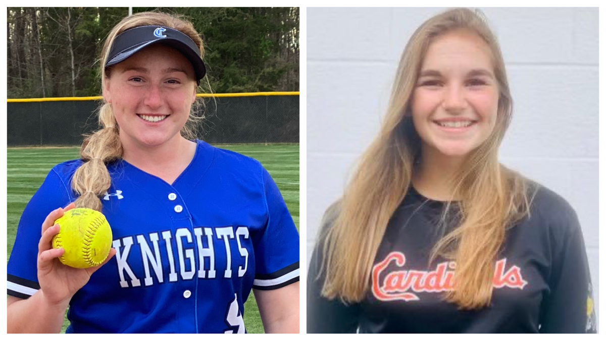 Charlotte Christian’s Anna Hinde (left) and West Stanly’s Lily Huneycutt are The Charlotte Observer softball player and pitcher of the year