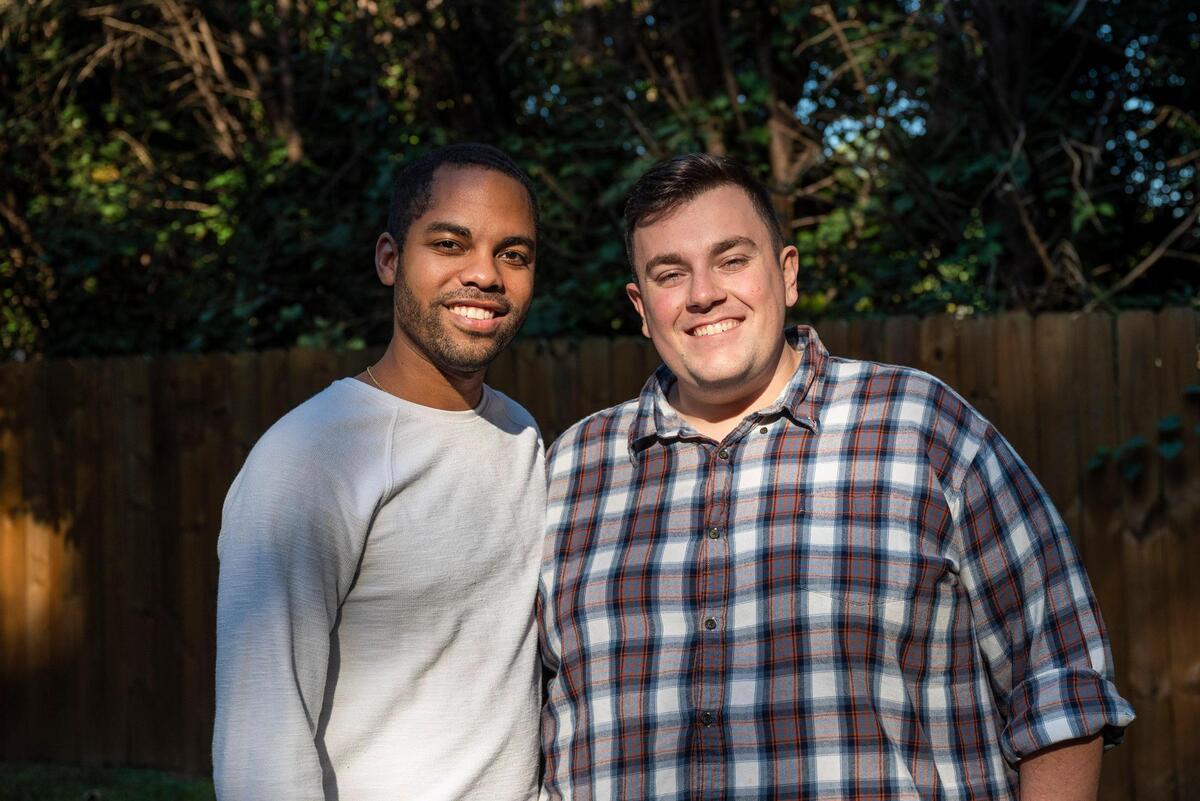 Sterling Johnson and Roy Brown, photographed in their Charlotte home's backyard last month.
