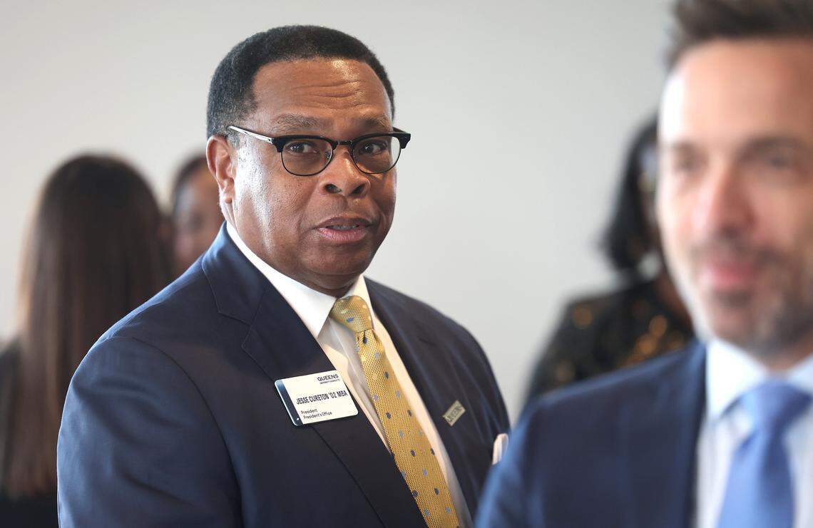 Jesse Cureton, Queens University President, attends the Elon University announcement that the university will be launching a full-time law program in Charlotte, NC in the fall of 2027 on Tuesday, January 13, 2026. The law program will be the city's first since Charlotte School of Law closed in 2017.