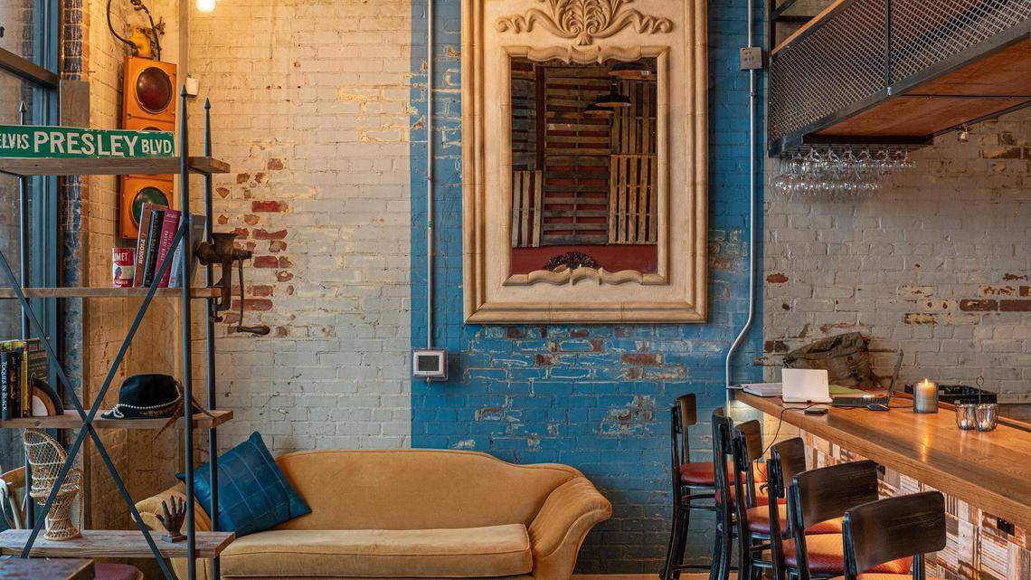 The interior of Leah & Louise is styled like a Memphis-style juke joint.