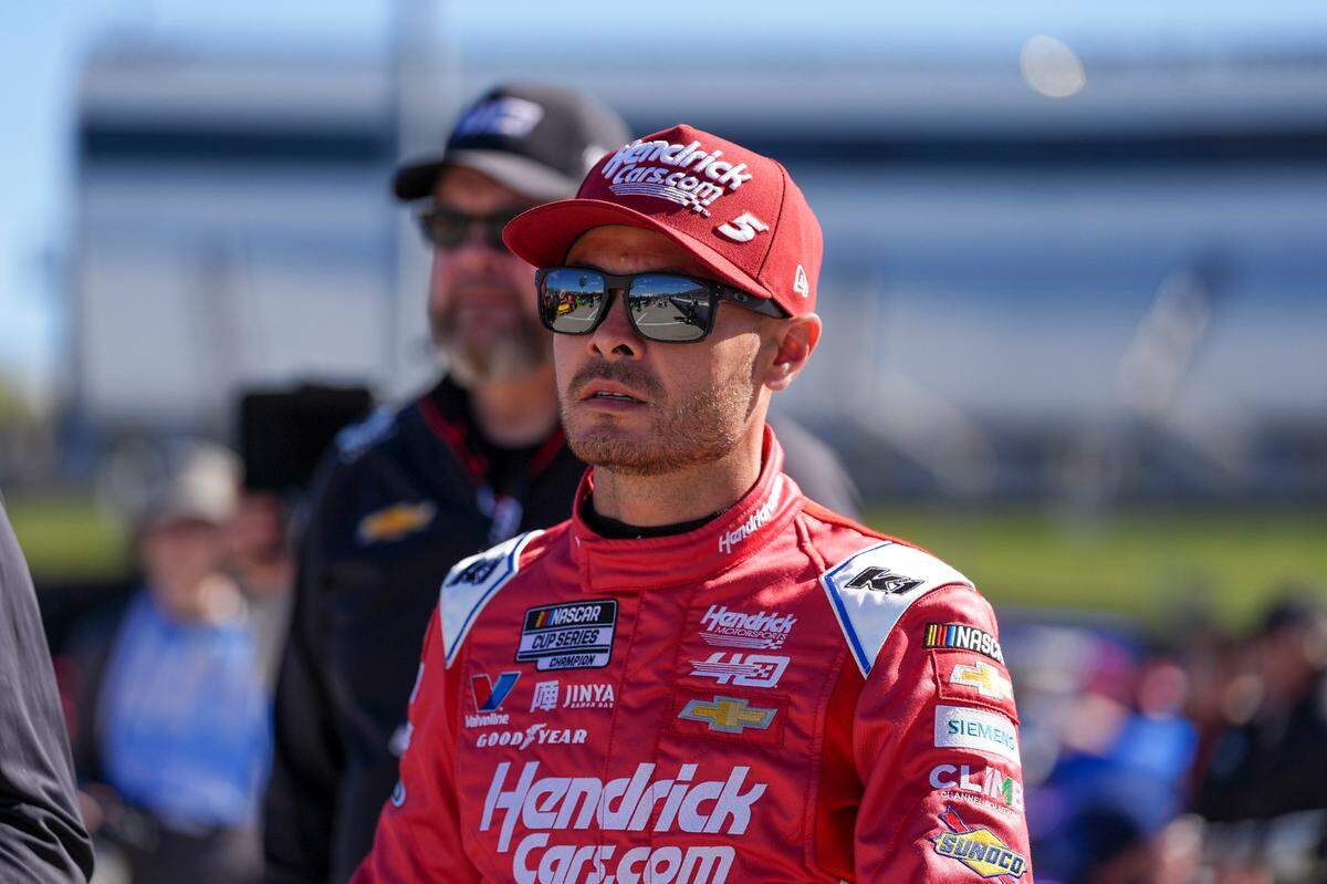 Apr 6, 2024; Martinsville, Virginia, USA; NASCAR Cup Series driver Kyle Larson (5) looks on during practice at Martinsville Speedway.