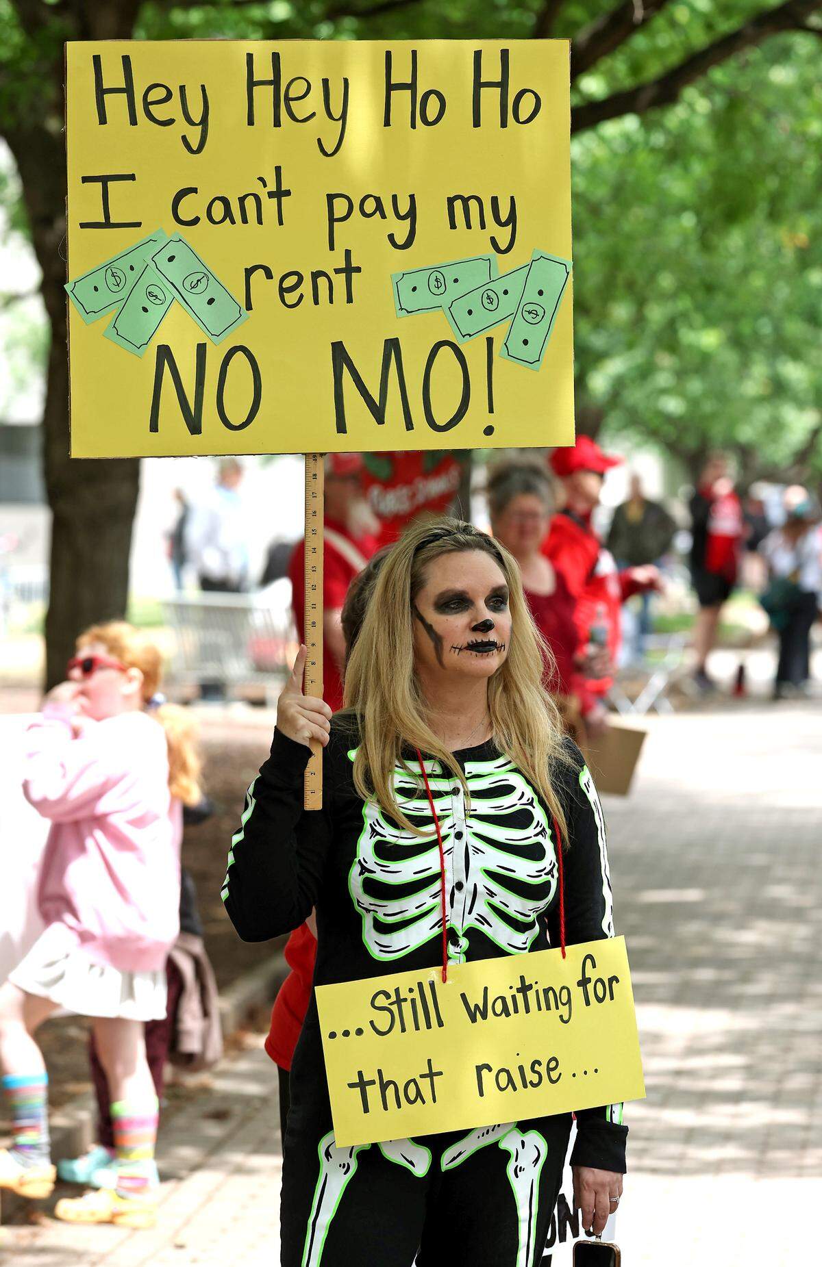 Signs, signs, signs were everywhere as teachers rallied at the Government Complex in Raleigh.