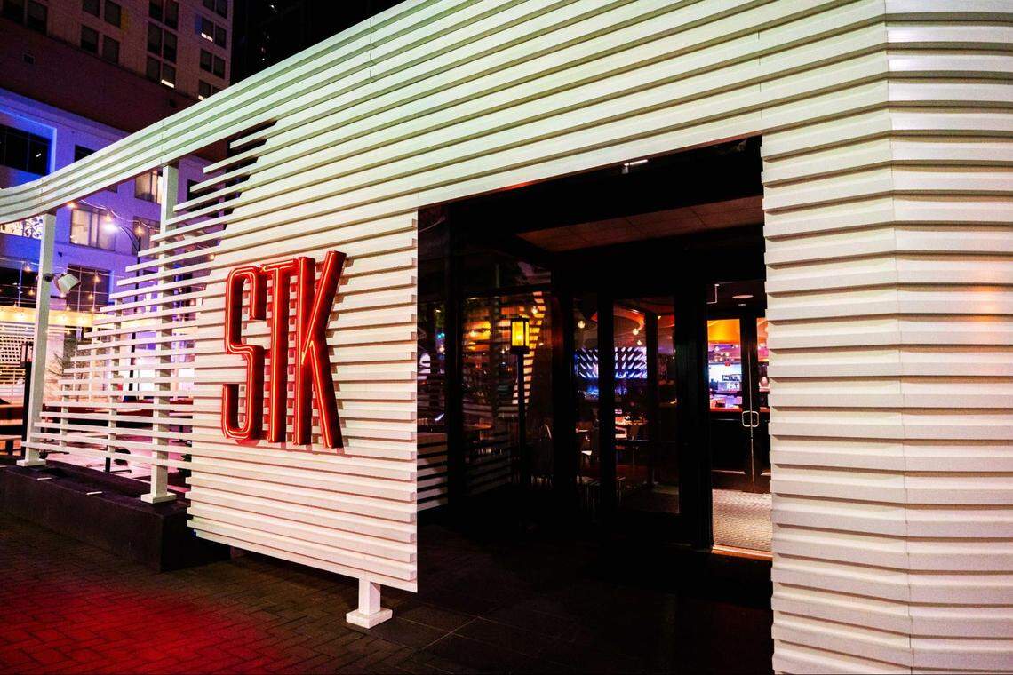 The entrance to STK in uptown Charlotte.