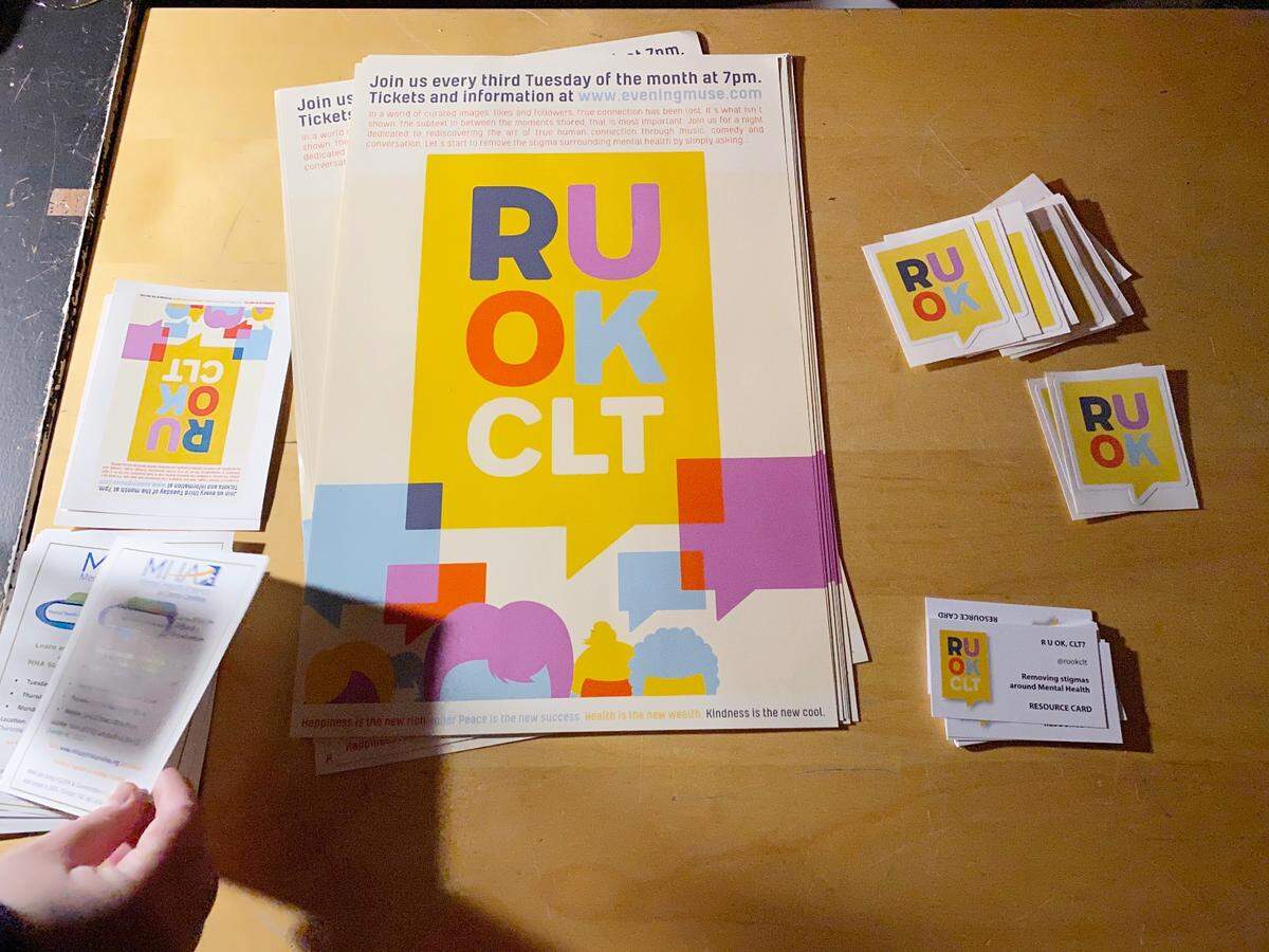 Take-home information is provided during R U OK Charlotte? events.