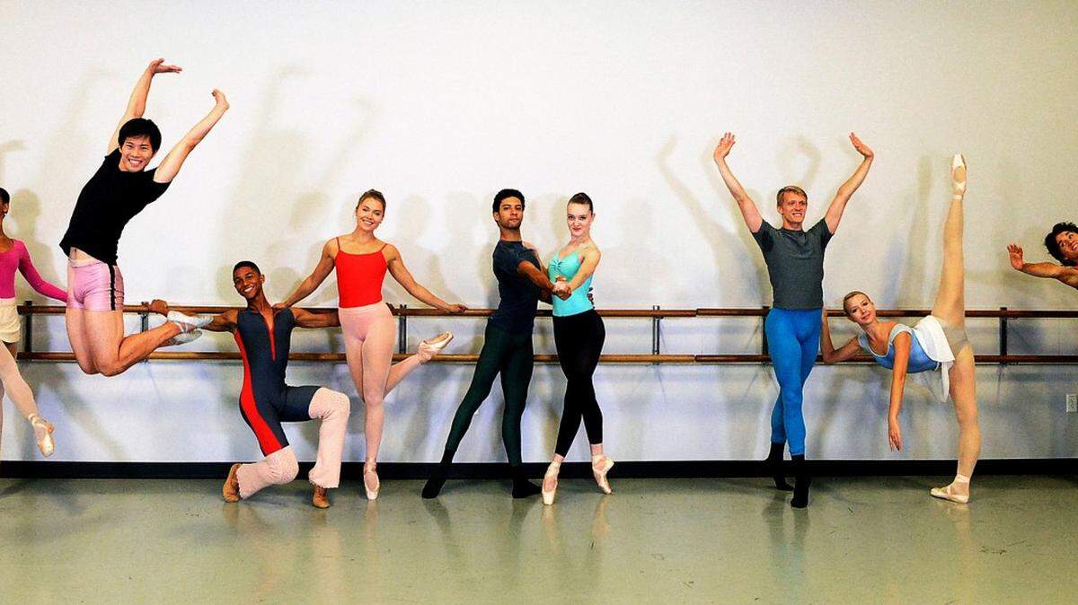 Raven Barkley, Ryo Suzuki, Juwan Alston, Amelia Sturt-Dilley, Tendo Pereira Dos Santos, Sarah Lapointe, James Kopecky, Lauren Baznik and Amand Pulaj.   the nine new members of the Charlotte Ballet. Nine new dancers, nearly half the company. Theme is  "One body, many new faces." Dancers are left to right