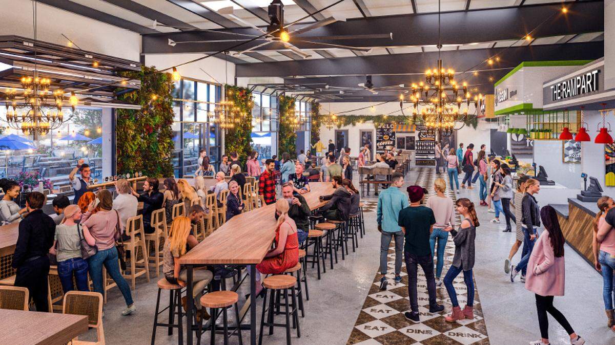 Food Hall South End is planned at an 8,500-square-foot building, formerly an auto shop, at 2217 S. Tryon St.