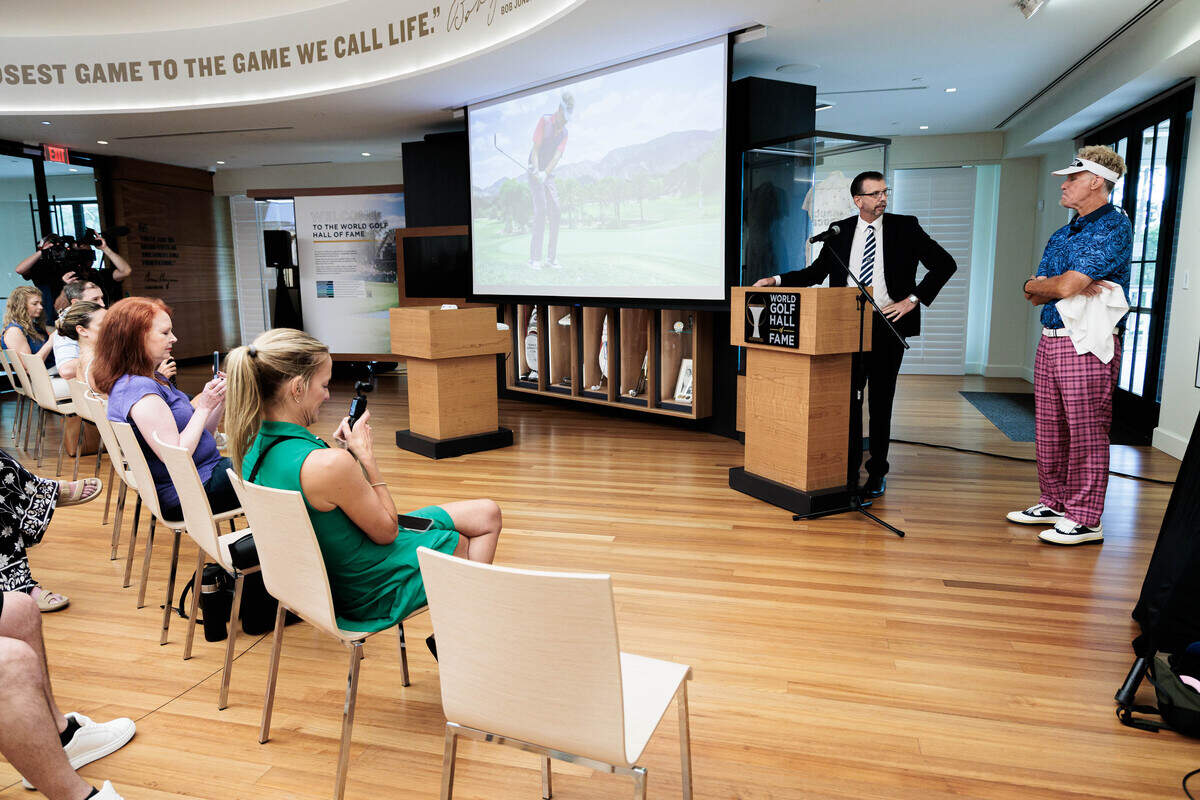 The scene at “The Hawk’s” press conference on Thursday at the World Golf Hall of Fame in Pinehurst.