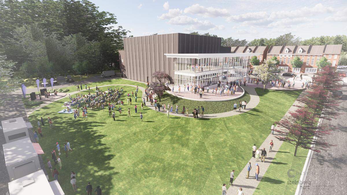 A rendering of the planned $25 million Cain Center for the Arts in Cornelius. Executive Director Justin Dionne hopes it will be open by the end of 2022.