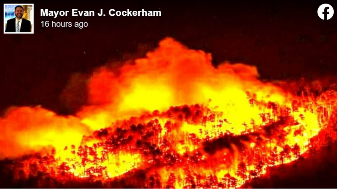 North Carolina experienced one of its driest Novembers on record, according to the N.C. State Climate Office, leading to conditions that could lead to the rapid spread of wildfires. This picture shows the Grindstone Fire that has burned more than 1,000 acres on and around Pilot Mountain.