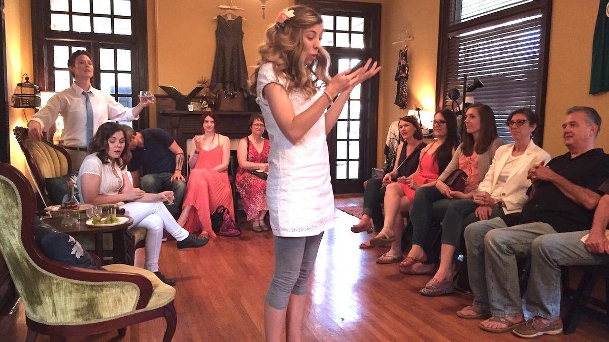 PaperHouse Theatre performs Much Ado About Nothing at the Frock Shop in 2016.