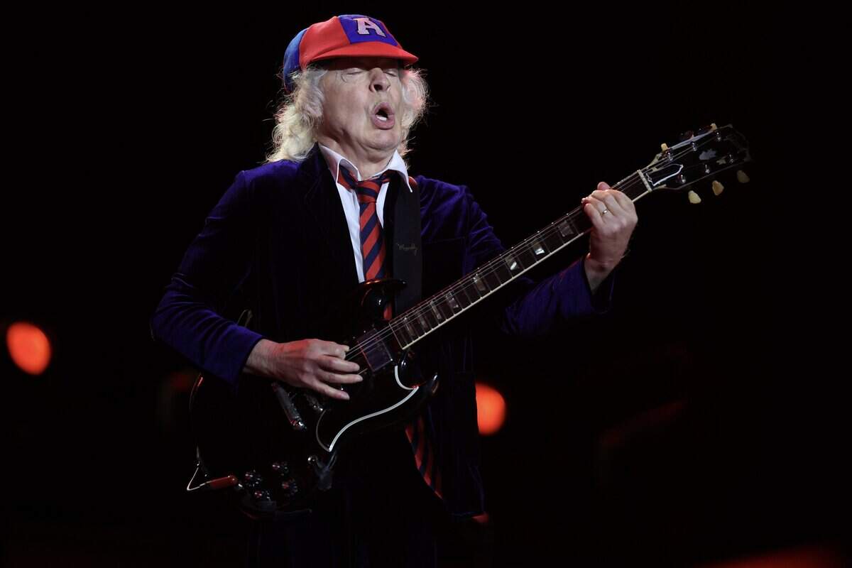 AC/DC lead guitarist Angus Young performs with the band at Bank of America Stadium in Charlotte on Saturday, July 11, 2026.