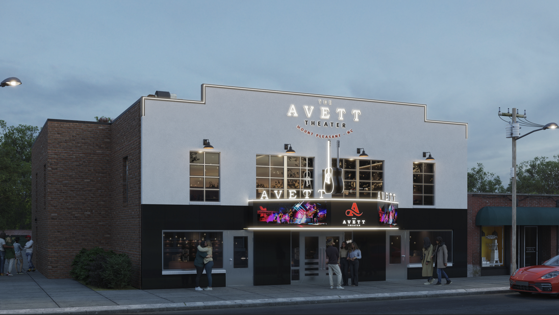 Mount Pleasant’s long-vacant Paula Theater will reopen as The Avett Theater, rendered here by an artist.