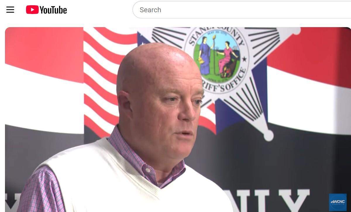 Stanly County Sheriff Jeff Crisco addresses reporters on Friday, Dec. 12, 2025, regarding the arrest of a Charlotte brewery owner on a rape charge involving a 13-year-old girl.