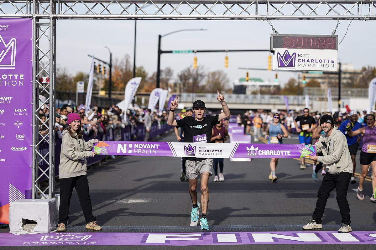 Participants compete in the Novant Health Charlotte Marathon Saturday, Nov. 15, 2025, in Charlotte, N.C.