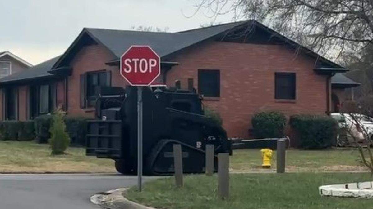 A CMPD militarized vehicle rolled through the Windsor Park neighborhood on Wednesday morning.