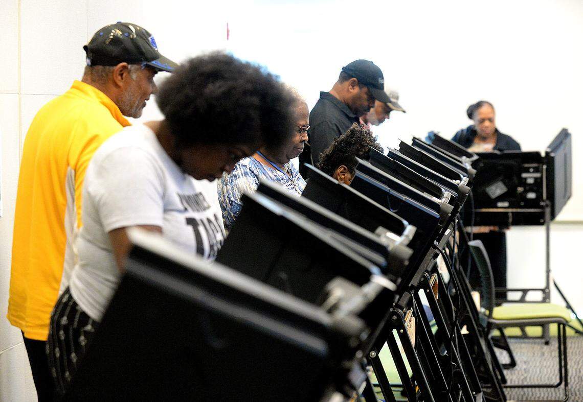 Mecklenburg County voters cast their ballots at the Beatties Ford Road Library in this file photo.