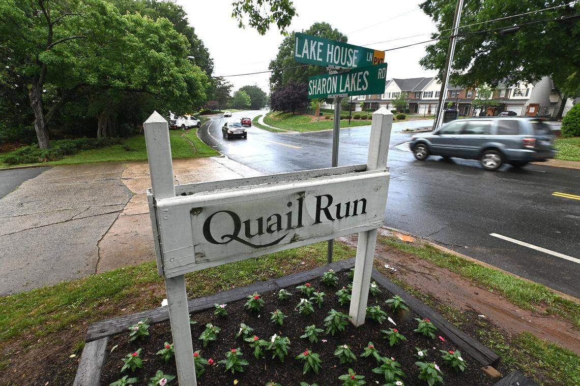Traffic passes by the entrance of Quail Run Condominiums, along South Boulevard. The 301-unit complex is one a highly dense neighborhood according to the census. It has a population density of 14,500 people per square mile.
