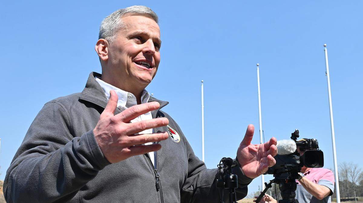 North Carolina Gov. Josh Stein speaks to the media about the wildfire situation in Western North Carolina on Thursday, March 27, 2025.