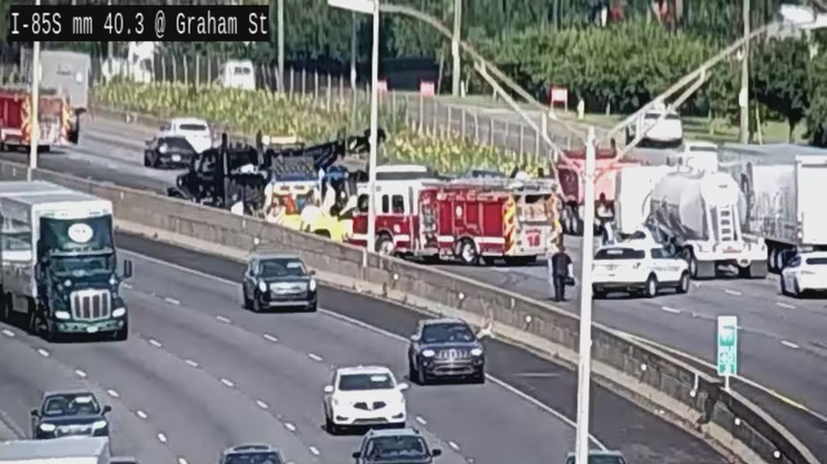 A crash on Interstate 85 spilled diesel fuel across the highway and closed two southbound lanes Tuesday, June 27, 2023, according to police.