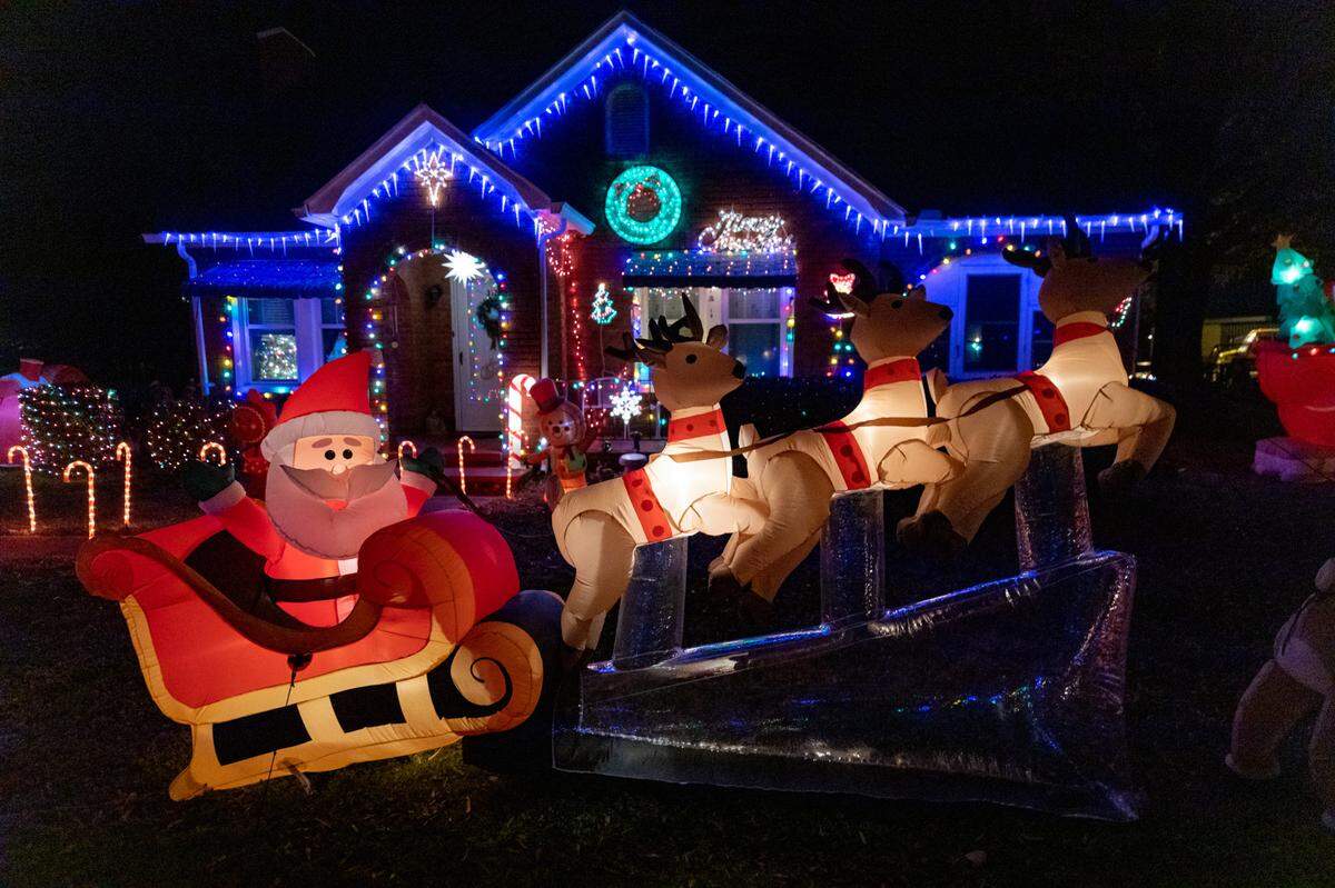 Steven Zollars has decorated his home on West Rice Street in Landis.