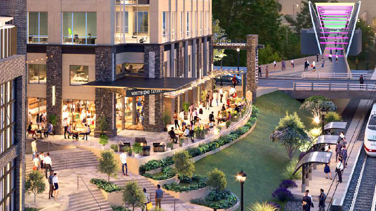 The Offices at Carson Station will be a renovated and refreshed site just off the Light Rail’s Blue Line Carson station.