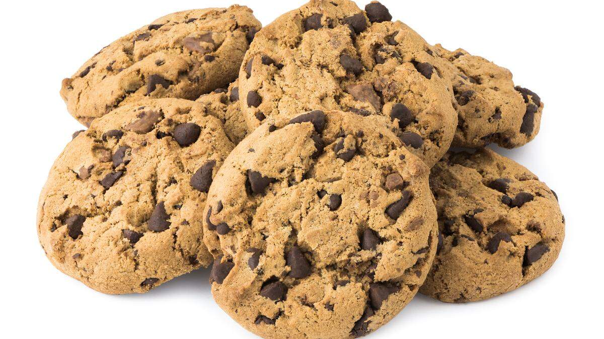 Pile of Chocolate Chip Cookies Isolated on White Background