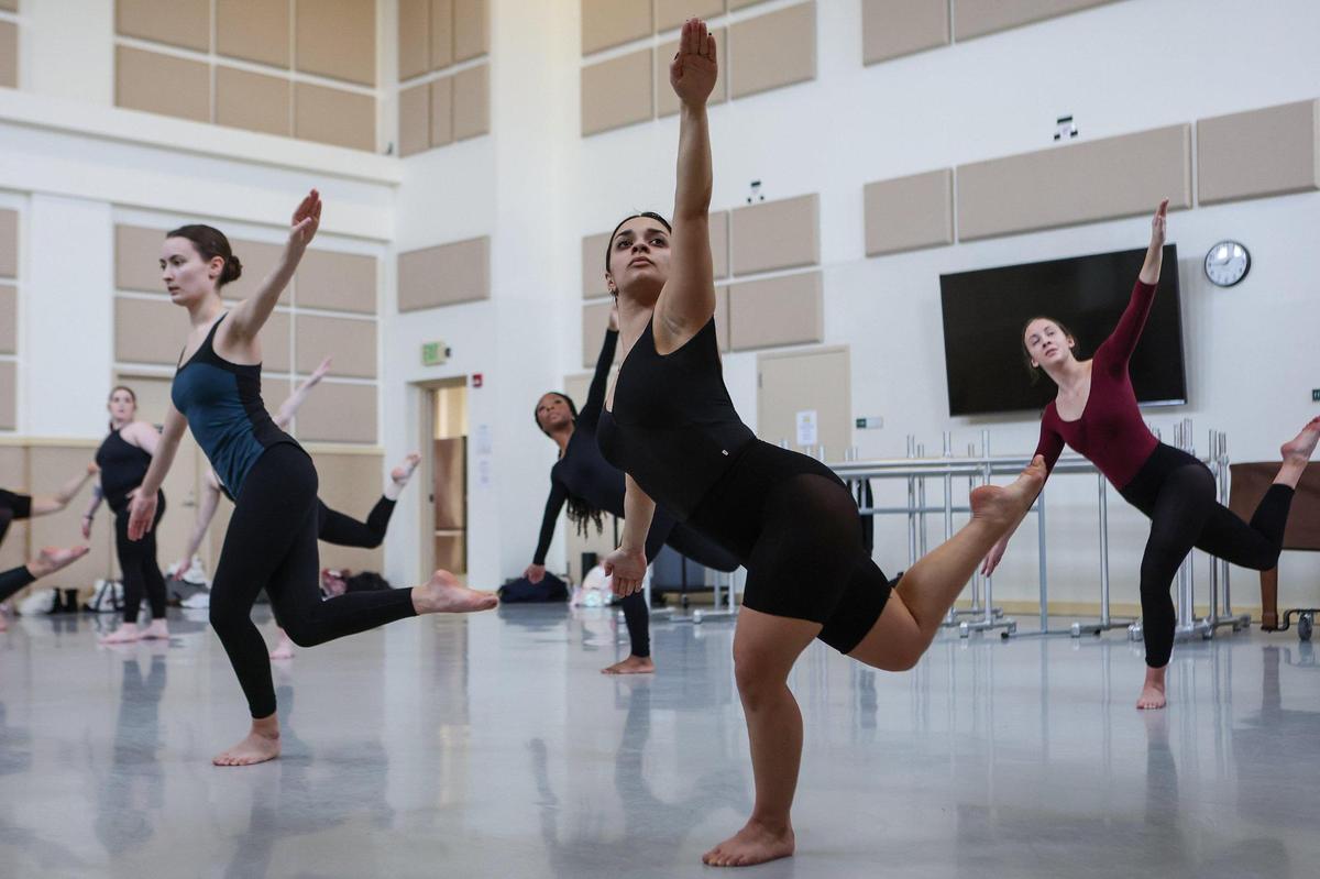 Students of Kim Jones work at a recent rehearsal at UNC Charlotte.