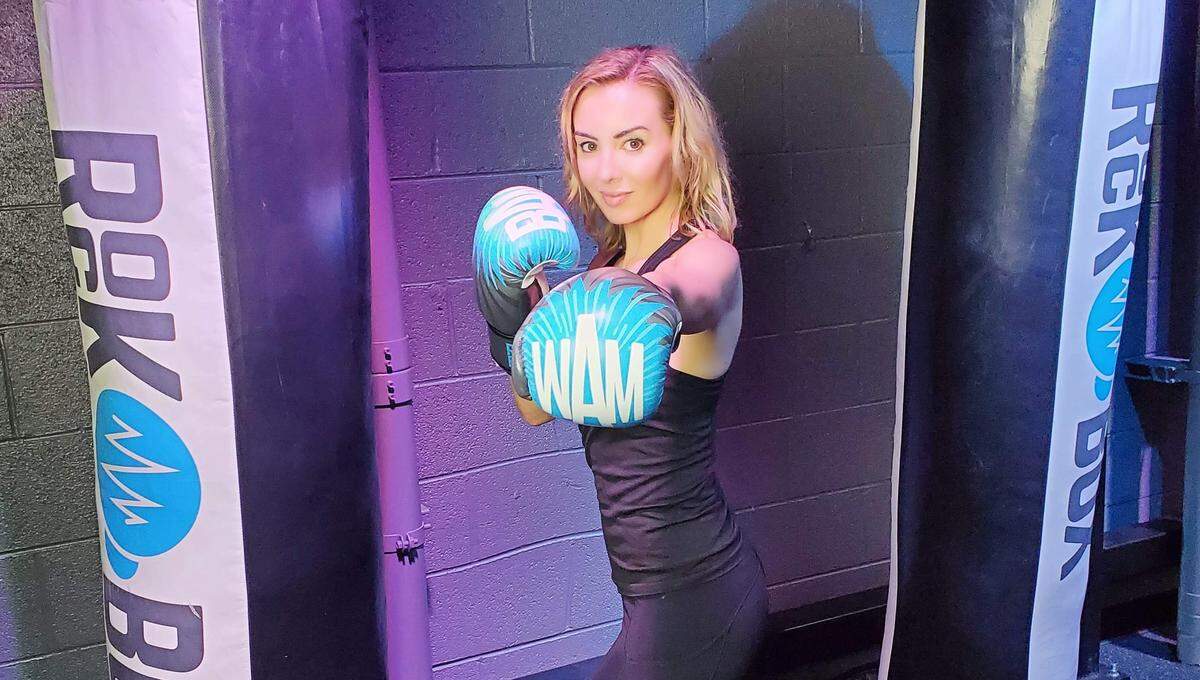 Christy Siebert gets ready to start punching at RockBox.