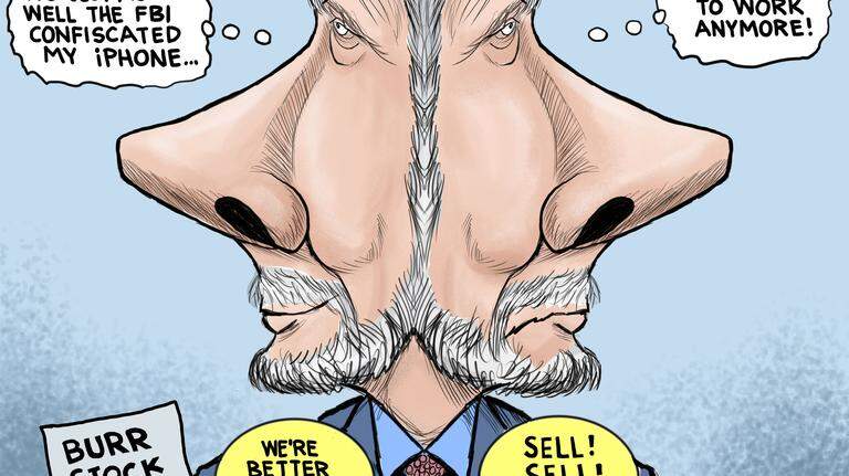 Kevin Siers cartoon: Richard Burr’s faces face FBI investigation