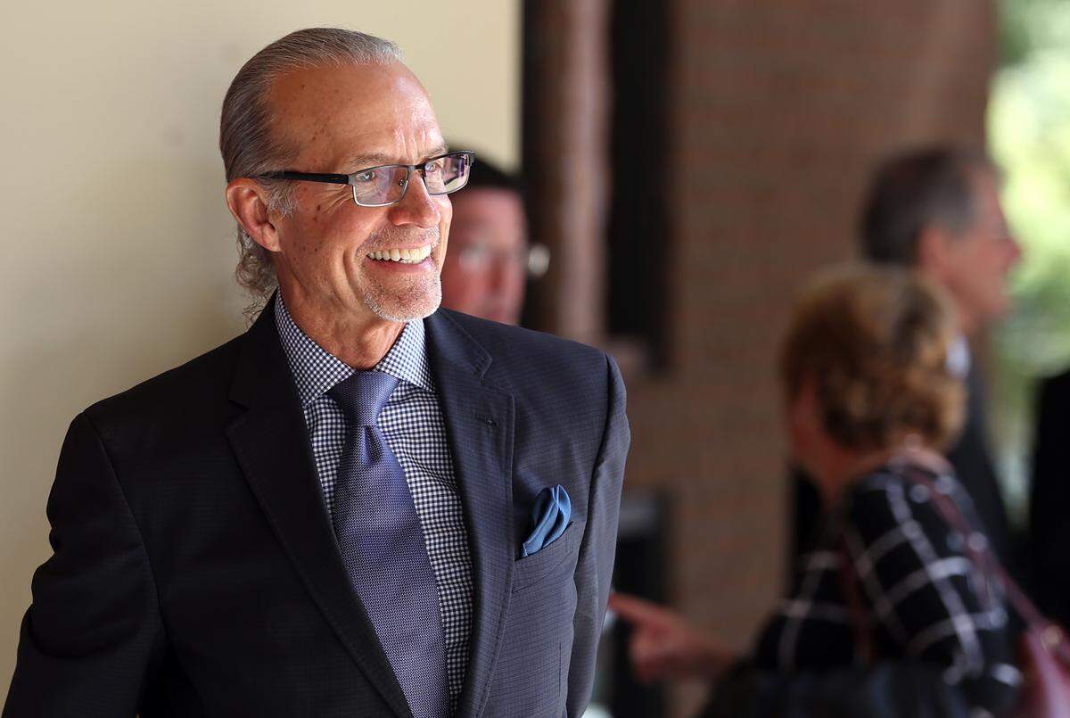 Former NASCAR driver Kyle Petty attends the funeral for longtime Charlotte Motor Speedway president H.A. “Humpy” Wheeler, Jr., on Tuesday, August 26, 2025 at St. Gabriel Catholic Church in Charlotte, NC.