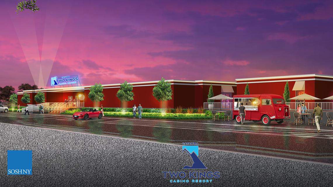 The Catawba Indian Nation on Friday, March 26, 2021, released this rendering of the “pre-launch” gaming facility the tribe said it will open this summer at the site of the planned Two Kings Casino Resort in Kings Mountain, North Carolina.